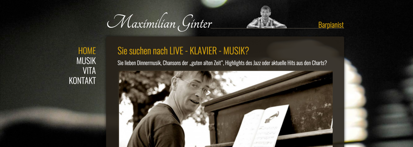 Maximilian Ginter - Pianist München - Klavierspieler, Barmusik, Barpianist, Dinnermusik, Lounge, Jazz, Pop, Charts, Evergreens, Chansons